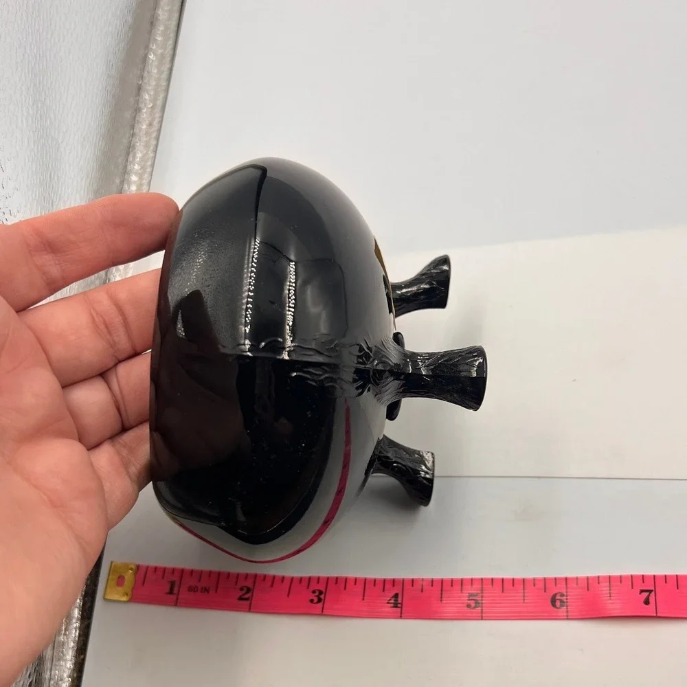 Vintage Black Glass Three Leg Footed Bowl Planter Centerpiece Mid Century Decor